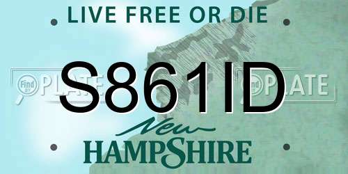 S861ID New Hampshire License Plate