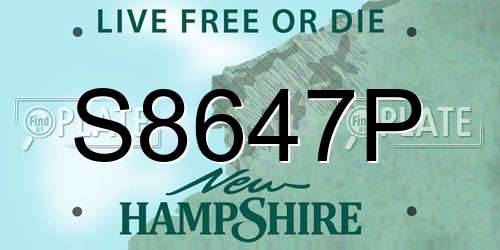 S8647P New Hampshire License Plate