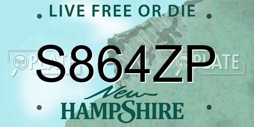 S864ZP New Hampshire License Plate