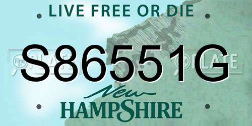 S86551G New Hampshire License Plate