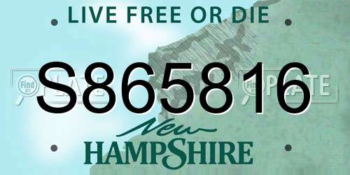 S865816 New Hampshire License Plate