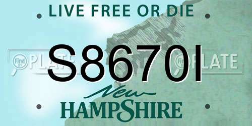 S8670I New Hampshire License Plate