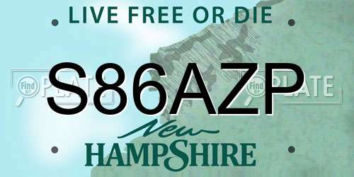 S86AZP New Hampshire License Plate