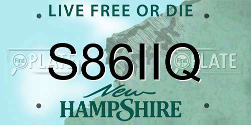 S86IIQ New Hampshire License Plate