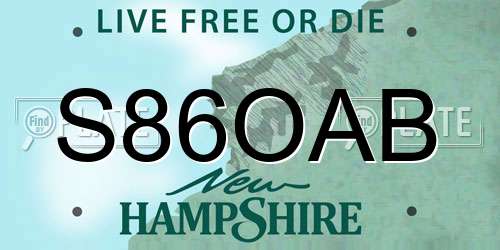 S86OAB New Hampshire License Plate