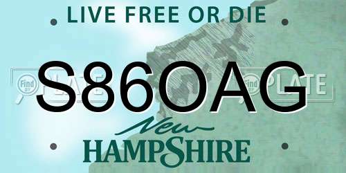 S86OAG New Hampshire License Plate