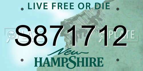 S871712 New Hampshire License Plate