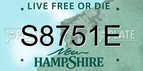 S8751E New Hampshire License Plate
