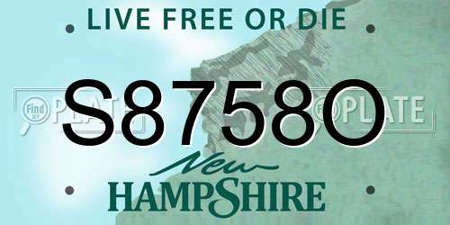S8758O New Hampshire License Plate