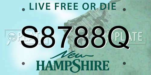 S8788Q New Hampshire License Plate