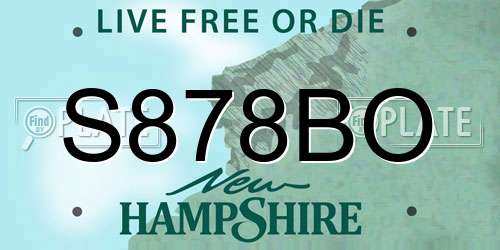 S878BO New Hampshire License Plate