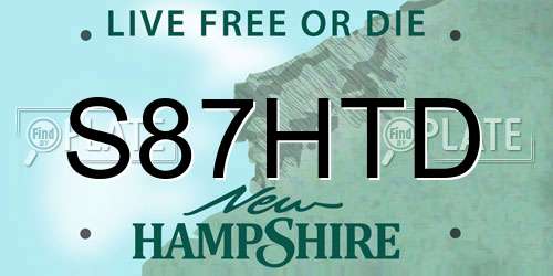 S87HTD New Hampshire License Plate