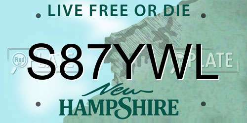 S87YWL New Hampshire License Plate