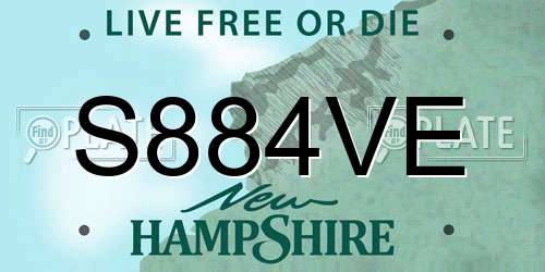 S884VE New Hampshire License Plate
