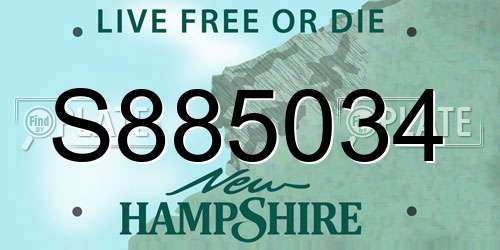 S885034 New Hampshire License Plate