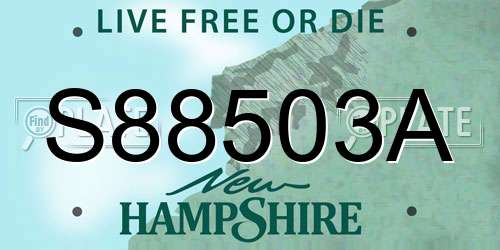 S88503A New Hampshire License Plate