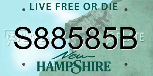 S88585B New Hampshire License Plate