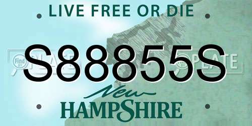 S88855S New Hampshire License Plate