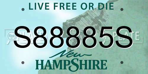 S88885S New Hampshire License Plate