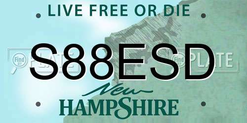 S88ESD New Hampshire License Plate