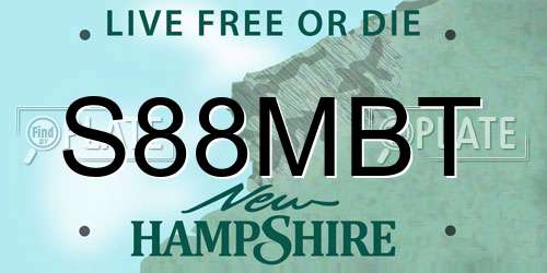 S88MBT New Hampshire License Plate
