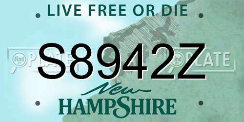 S8942Z New Hampshire License Plate