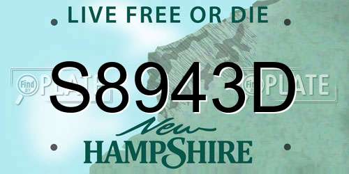 S8943D New Hampshire License Plate