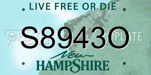S8943O New Hampshire License Plate