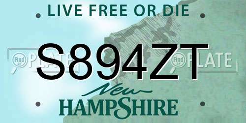 S894ZT New Hampshire License Plate