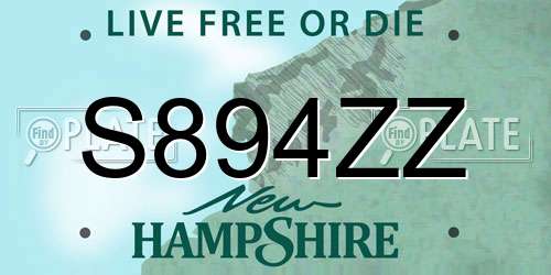 S894ZZ New Hampshire License Plate