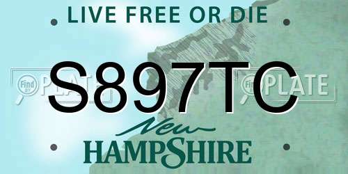 S897TC New Hampshire License Plate