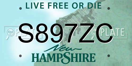 S897ZC New Hampshire License Plate
