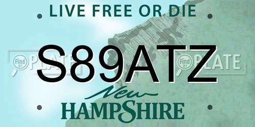 S89ATZ New Hampshire License Plate