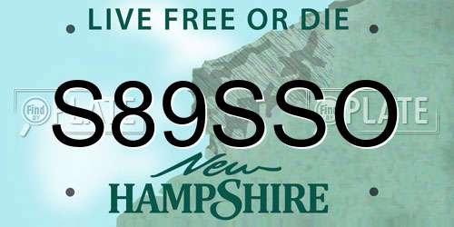 S89SSO New Hampshire License Plate