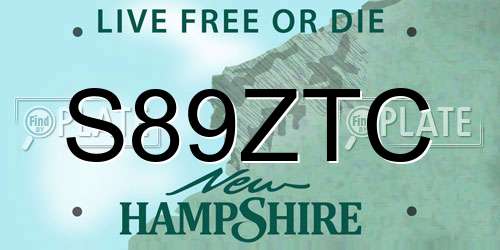 S89ZTC New Hampshire License Plate