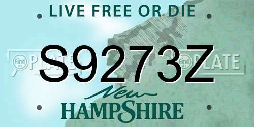 S9273Z New Hampshire License Plate