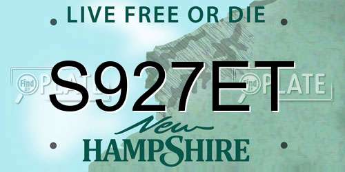 S927ET New Hampshire License Plate