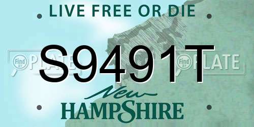 S9491T New Hampshire License Plate