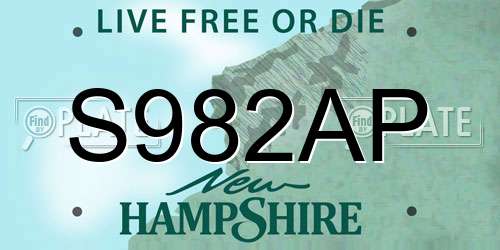 S982AP New Hampshire License Plate