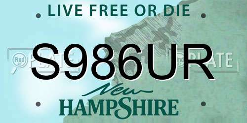 S986UR New Hampshire License Plate