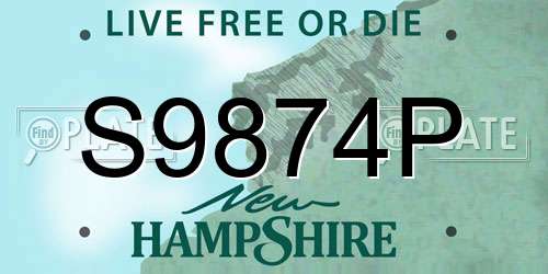 S9874P New Hampshire License Plate