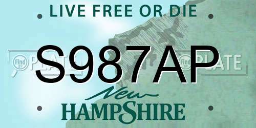 S987AP New Hampshire License Plate