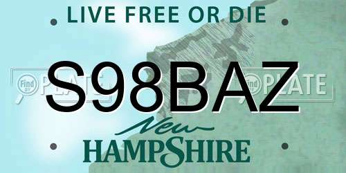 S98BAZ New Hampshire License Plate