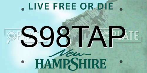 S98TAP New Hampshire License Plate