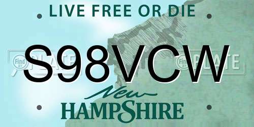 S98VCW New Hampshire License Plate