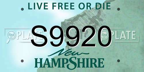 S9920 New Hampshire License Plate