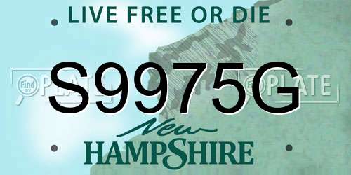 S9975G New Hampshire License Plate