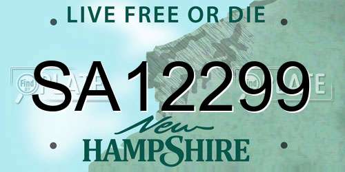 SA12299 New Hampshire License Plate