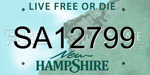 SA12799 New Hampshire License Plate