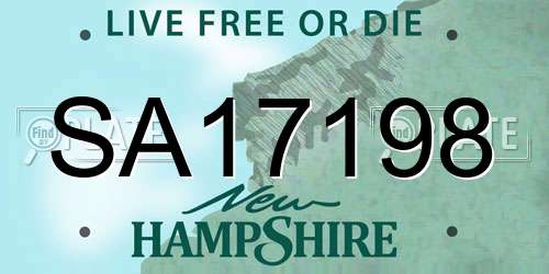 SA17198 New Hampshire License Plate